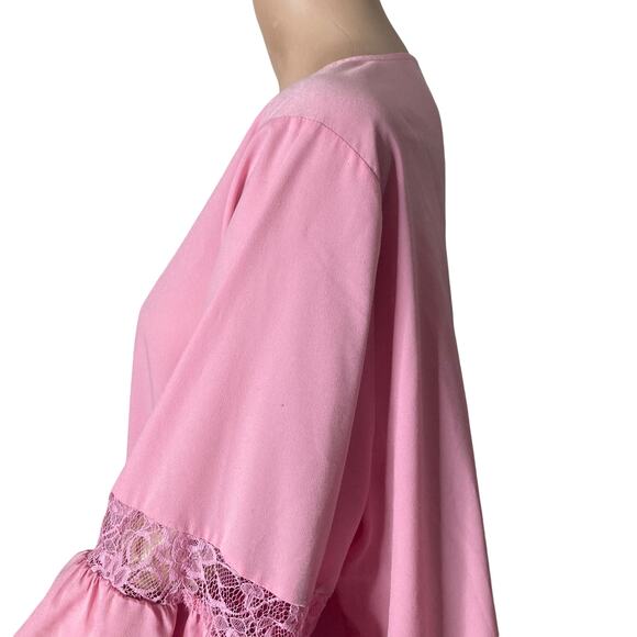 Lane Bryant blouse Womens Size 18/20 Pink Bell Sleeve Lace Accent - Picture 10 of 12